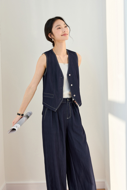 Exposed Stitching Casual Suit