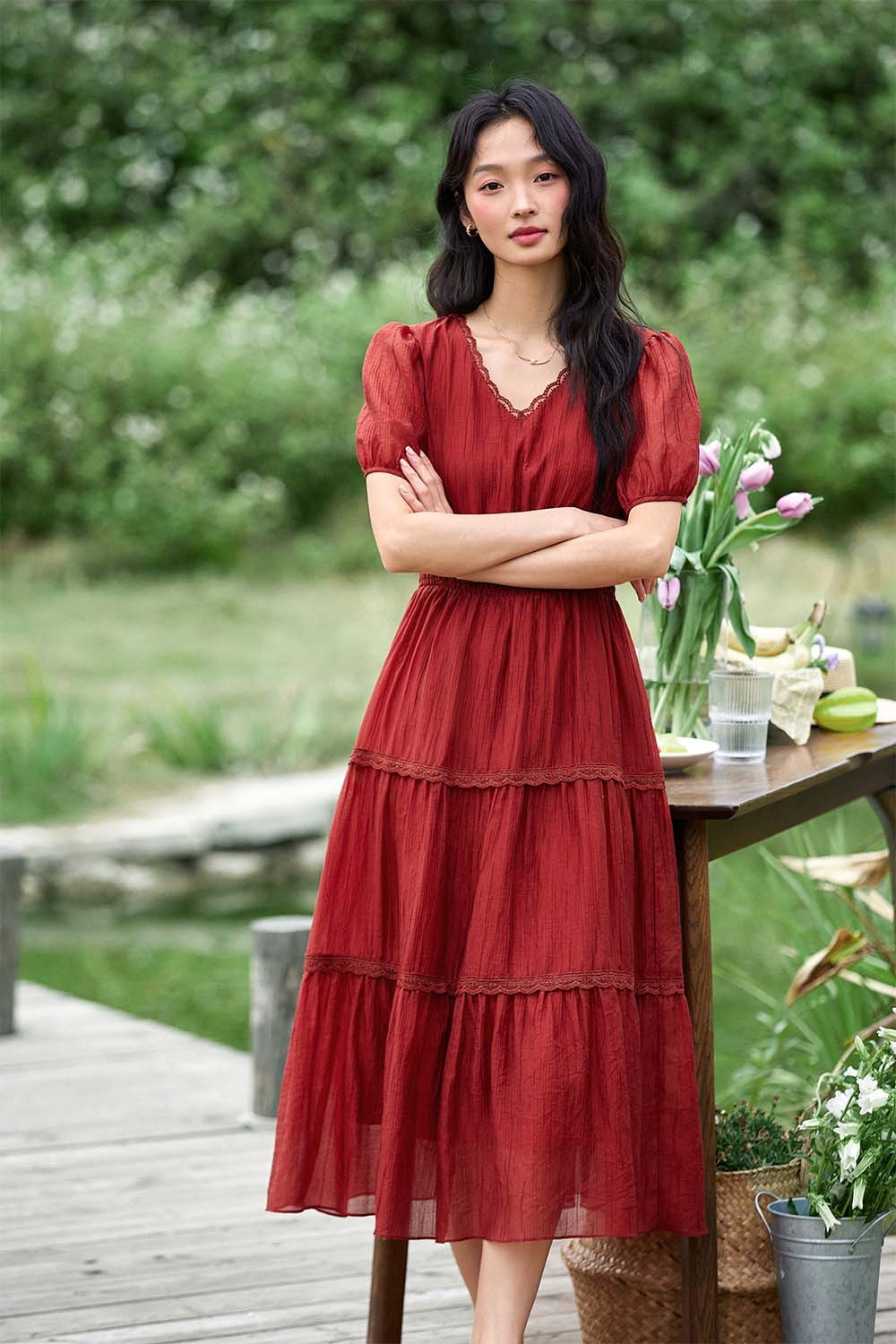 Lyosel V-Neck Dress-VIMLYSTORE