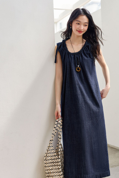 100% Cotton Sleeveless Denim Dress