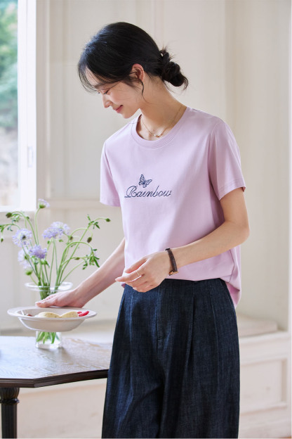 Exquisite Butterfly Embroidered T-Shirt