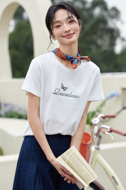 Exquisite Butterfly Embroidered T-Shirt