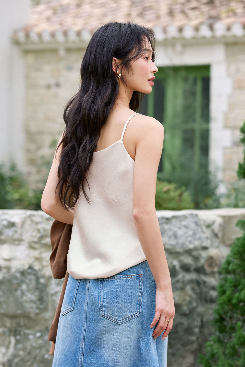 Ruched Round Neck Camisole-VIMLYSTORE