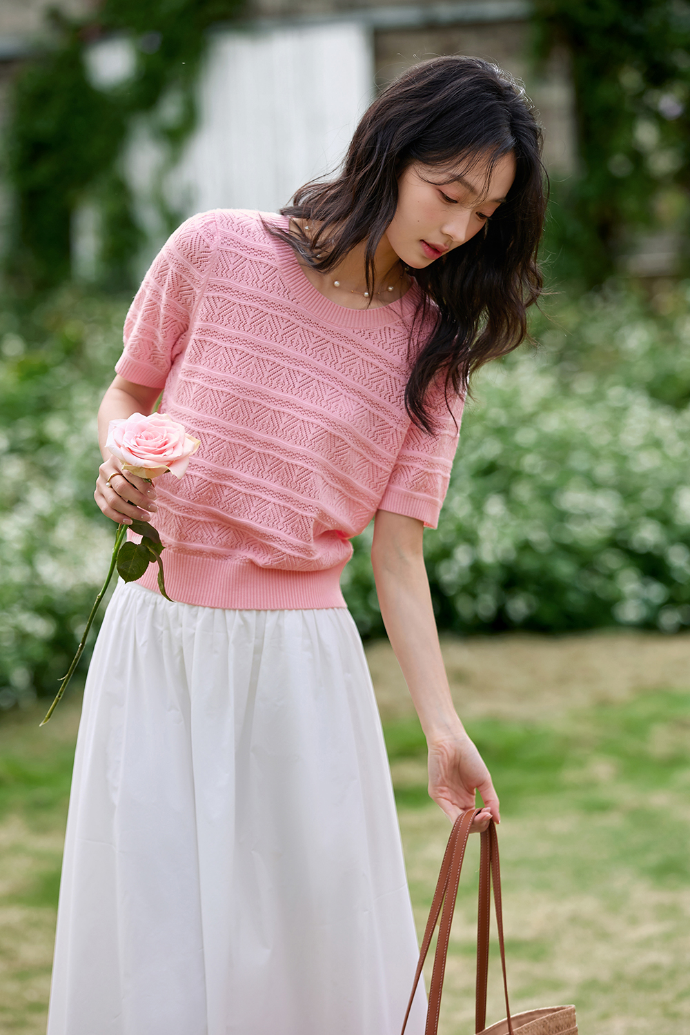 Openwork Striped Sweater