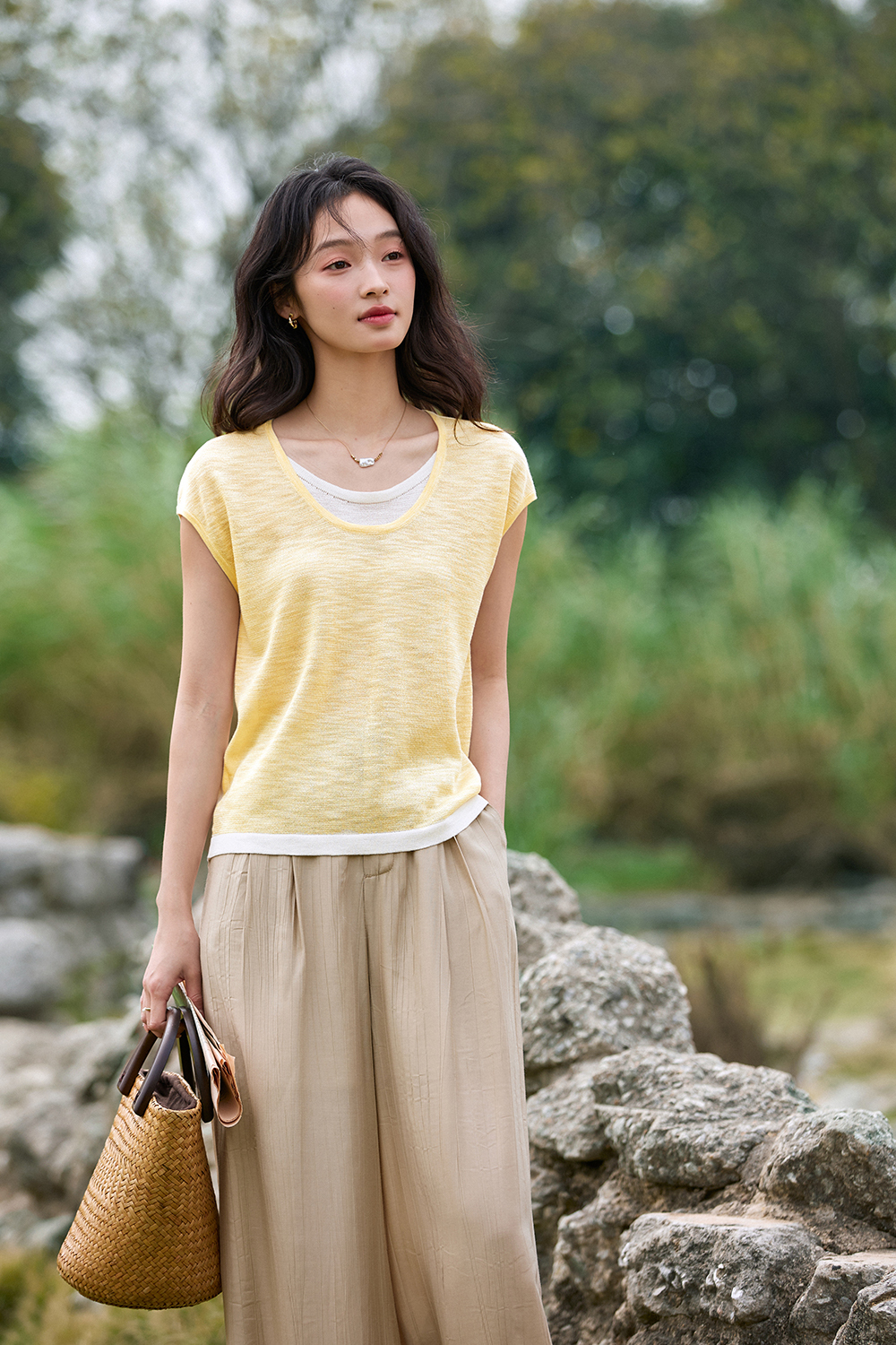Fake Two-Piece Straight Knit Sweater