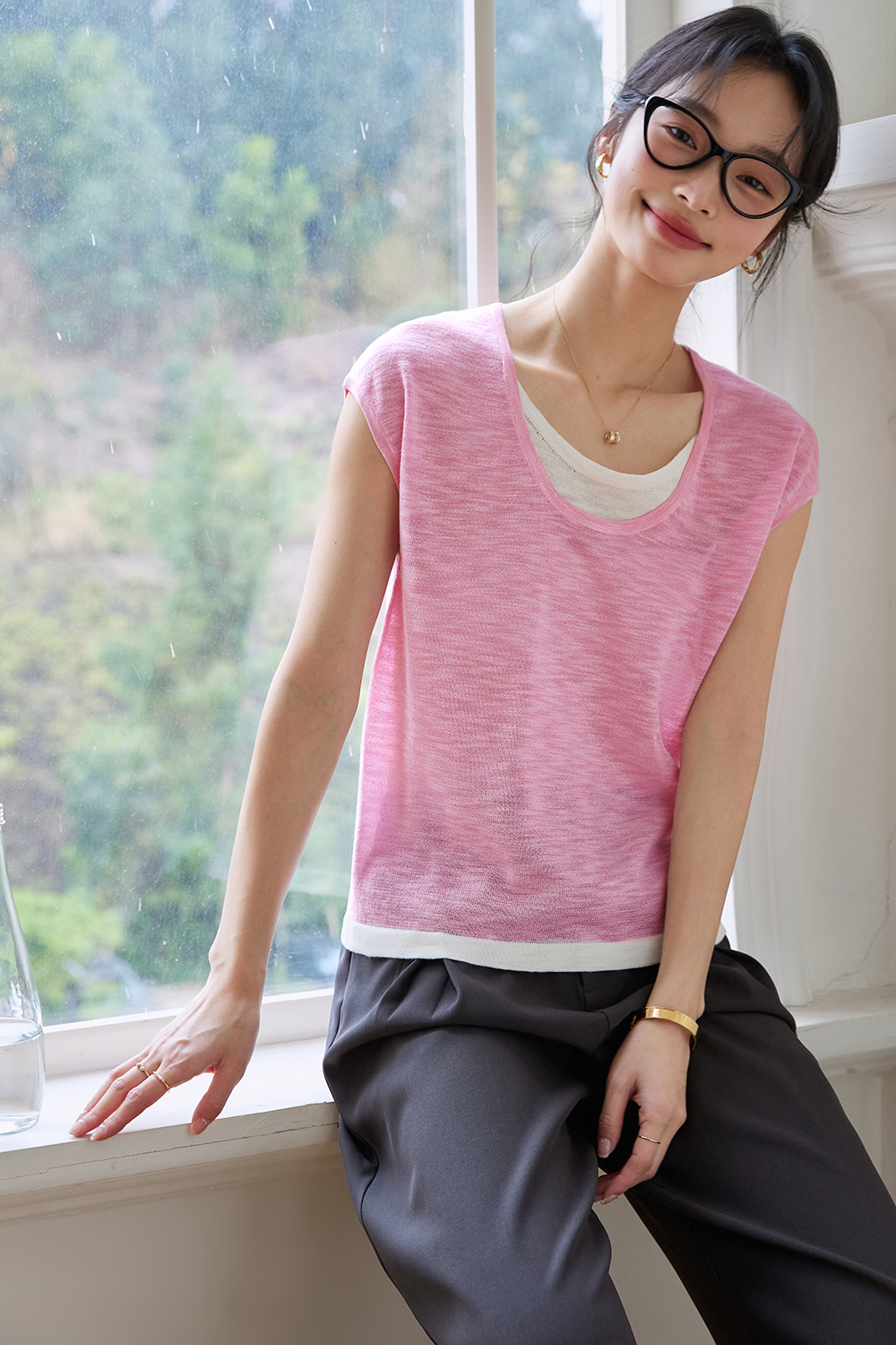 Fake Two-Piece Straight Knit Sweater