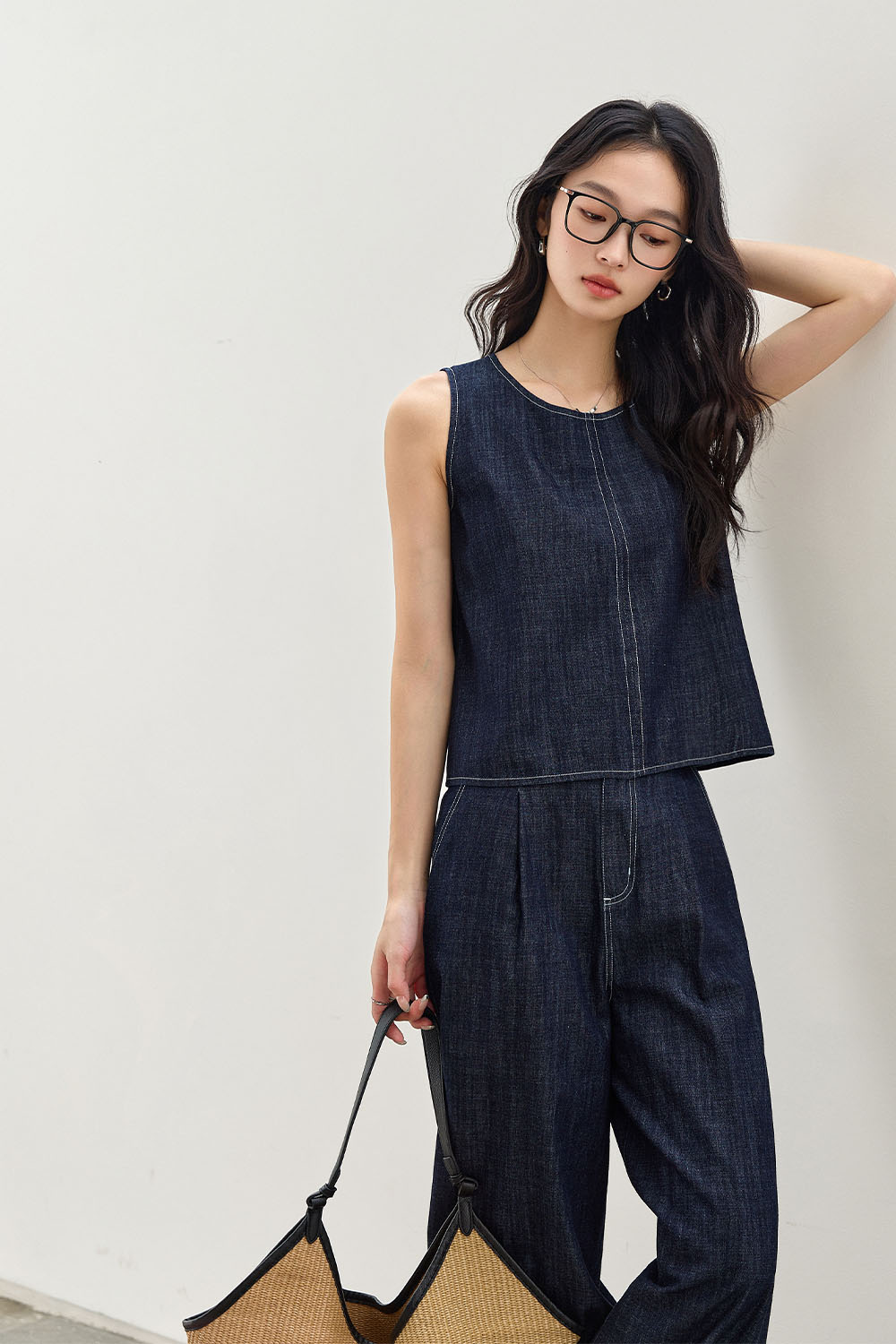 Minimalist Straight Denim Suit