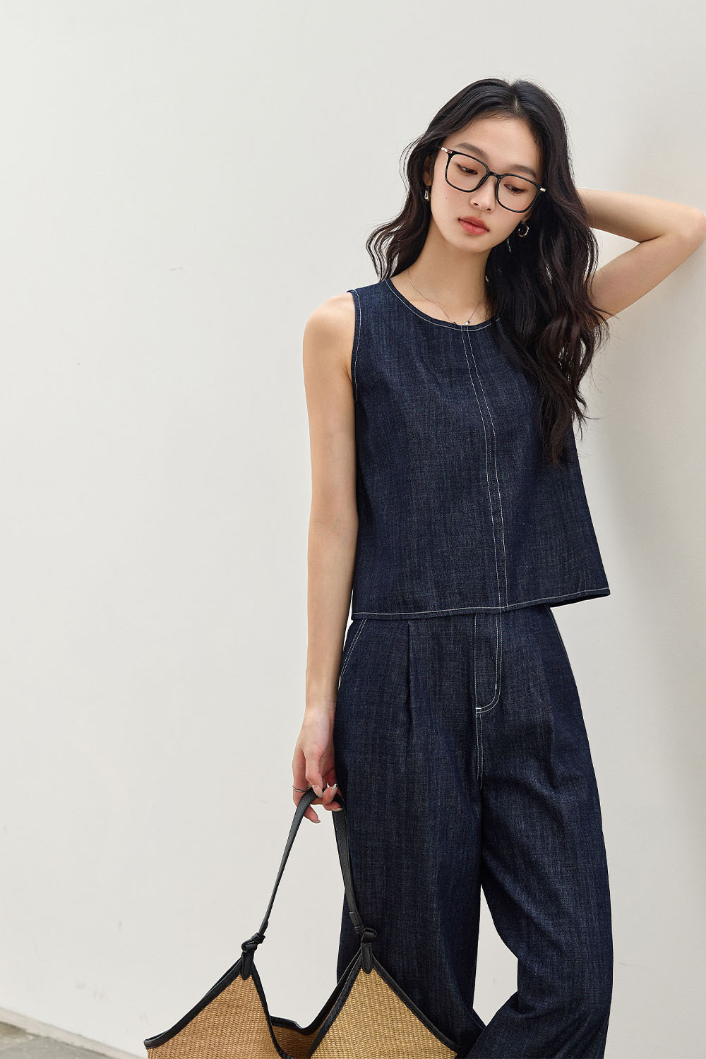 Minimalist Straight Denim Suit