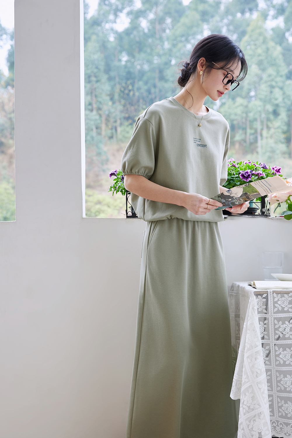 Casual Printed Knit Suit