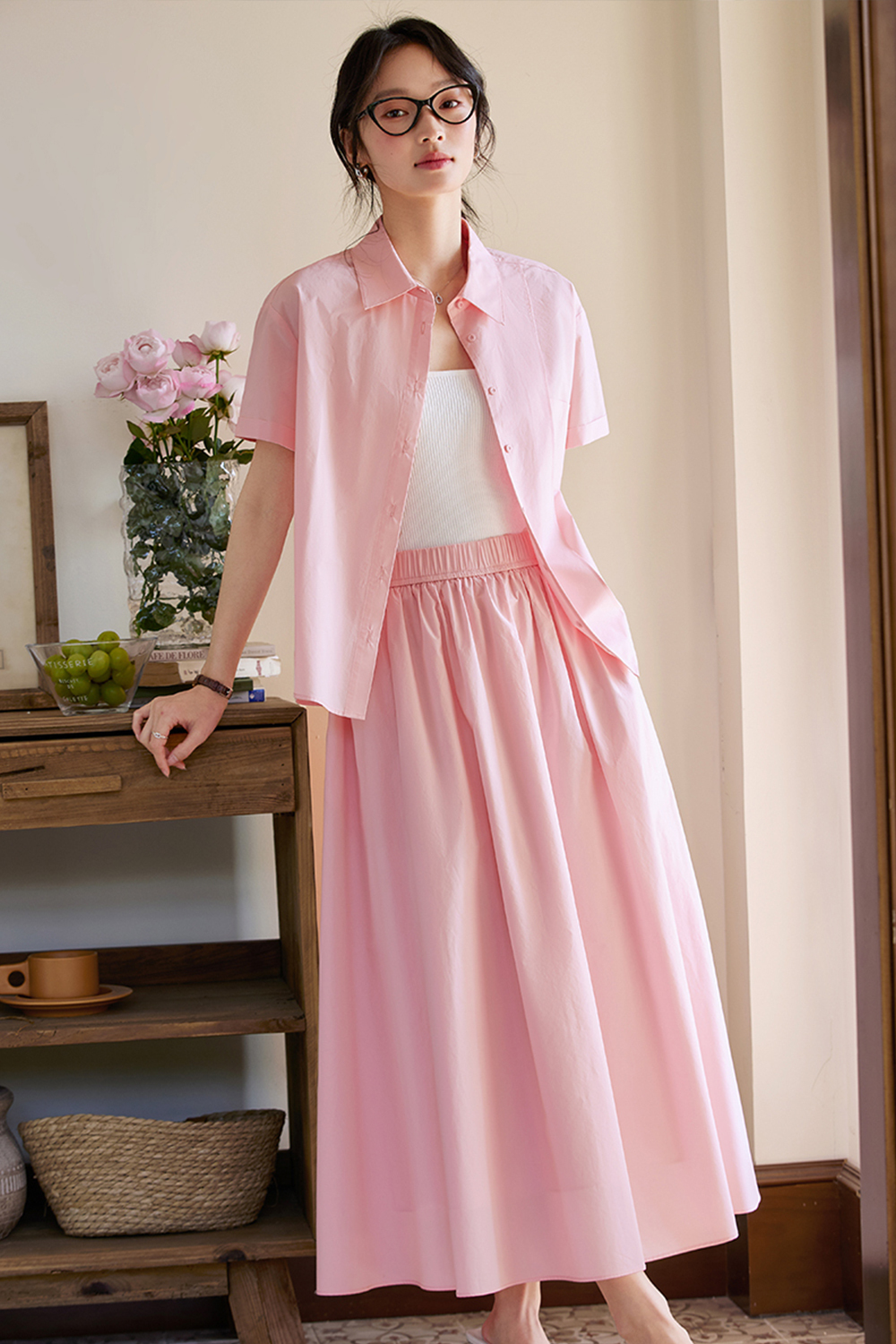 Minimalistic Commuter Sakura powder Suit-VIMLYSTORE