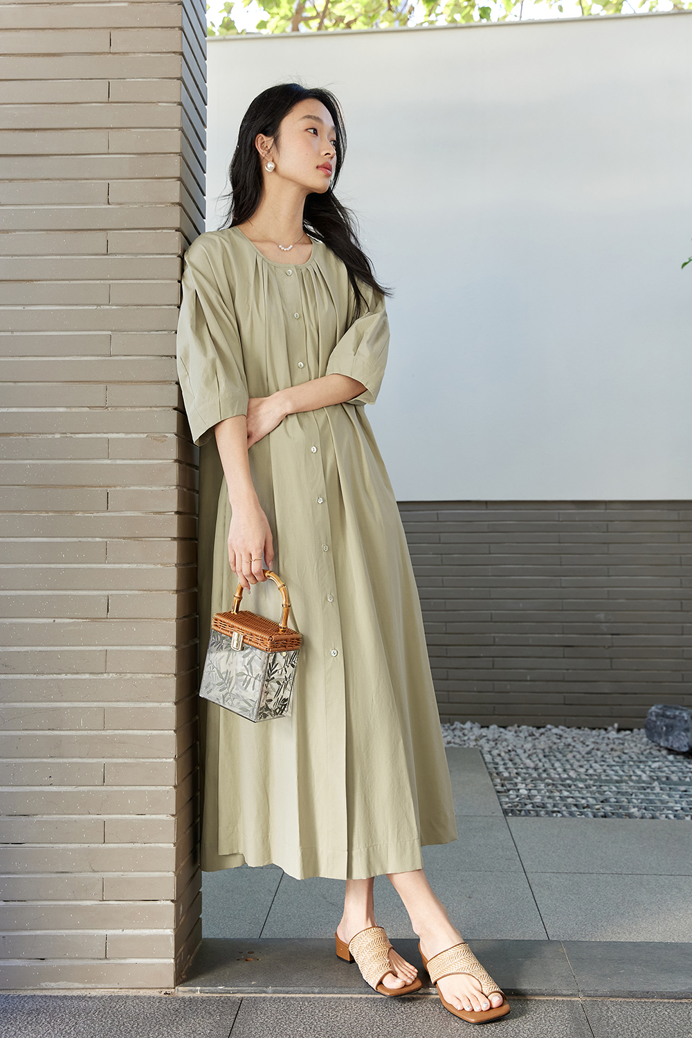 Retro-Chic Lyocell Pencil Dress for Office Elegance-VIMLYSTORE