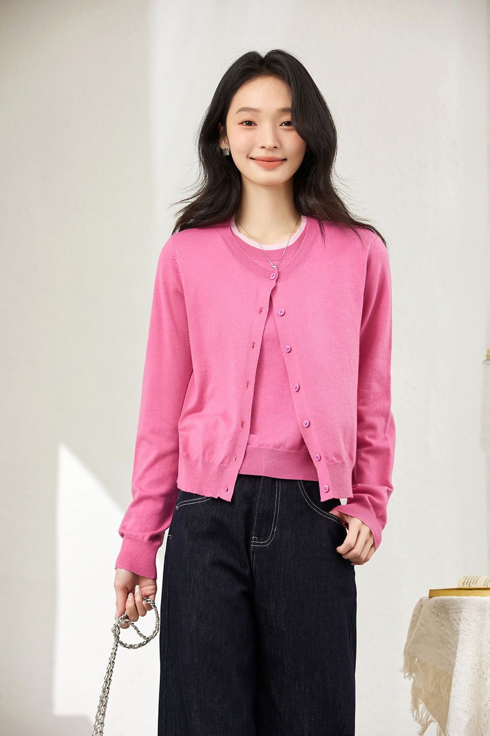 Faux Two-Layer Knit Cardigan Coat-VIMLYSTORE