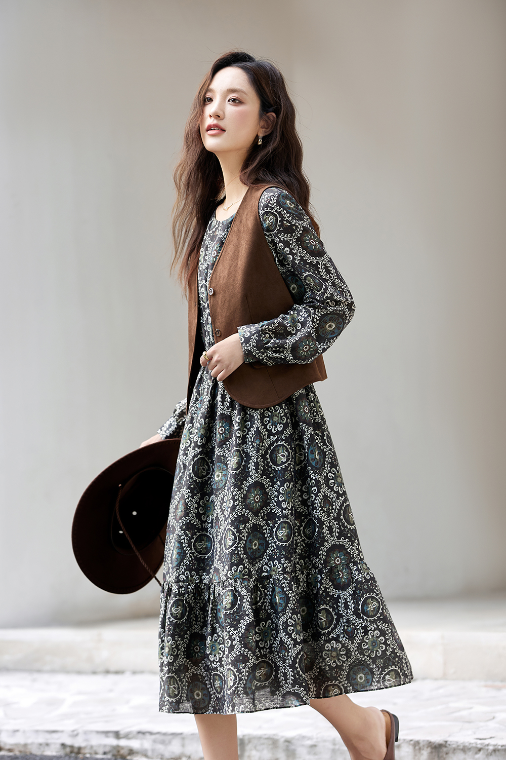 Vest Top with Floral Mid-Length Dress Two-Piece Set-VIMLYSTORE