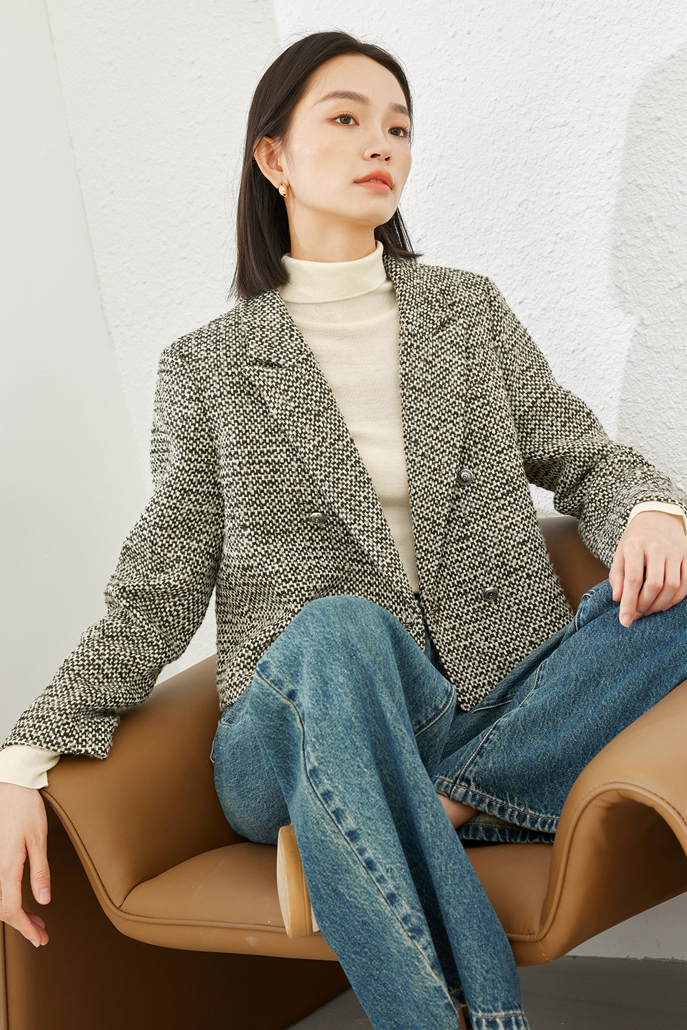 Wool Blend Short Blazer