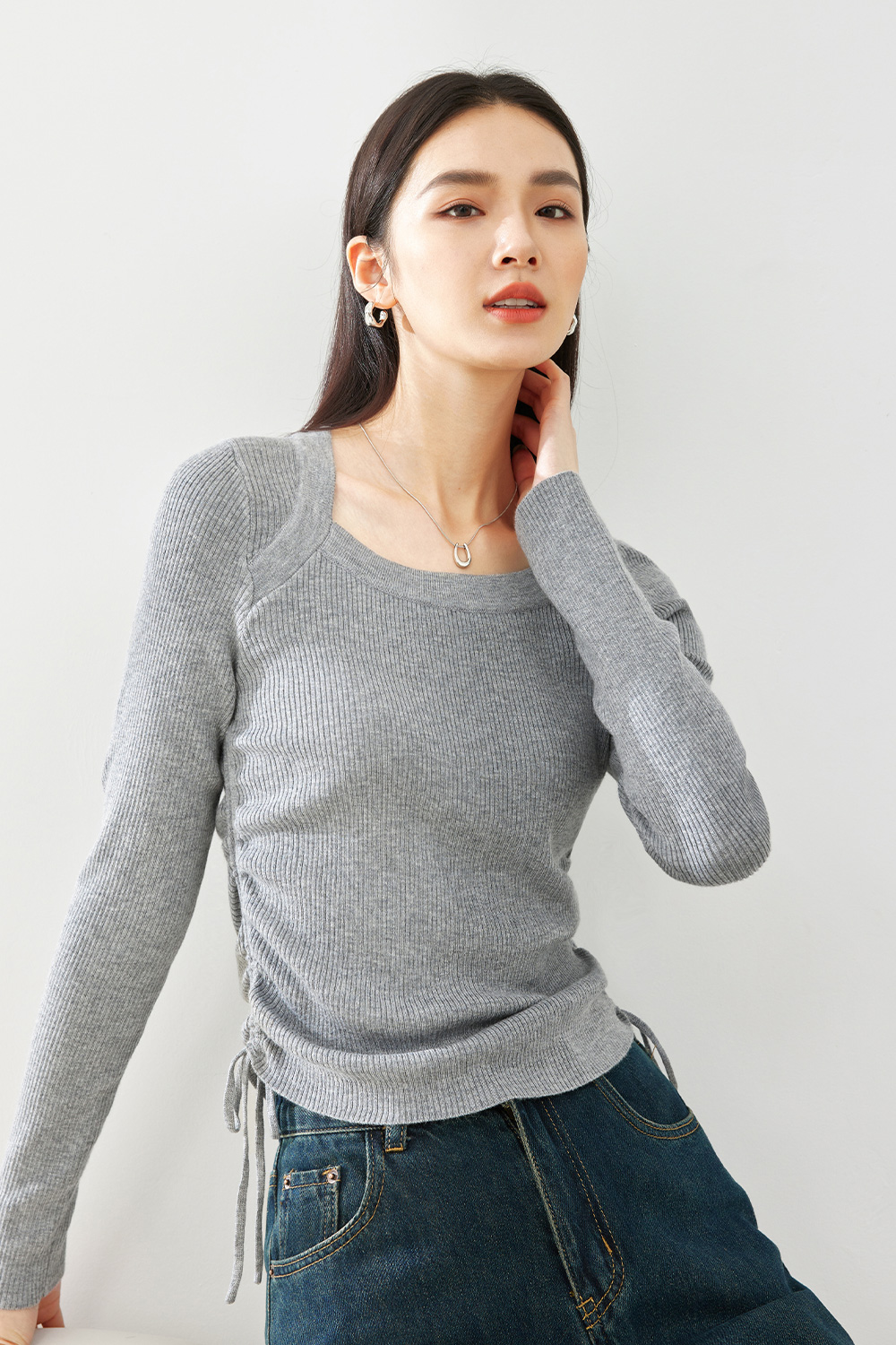 Simple Solid Color Knit Sweater-VIMLYSTORE