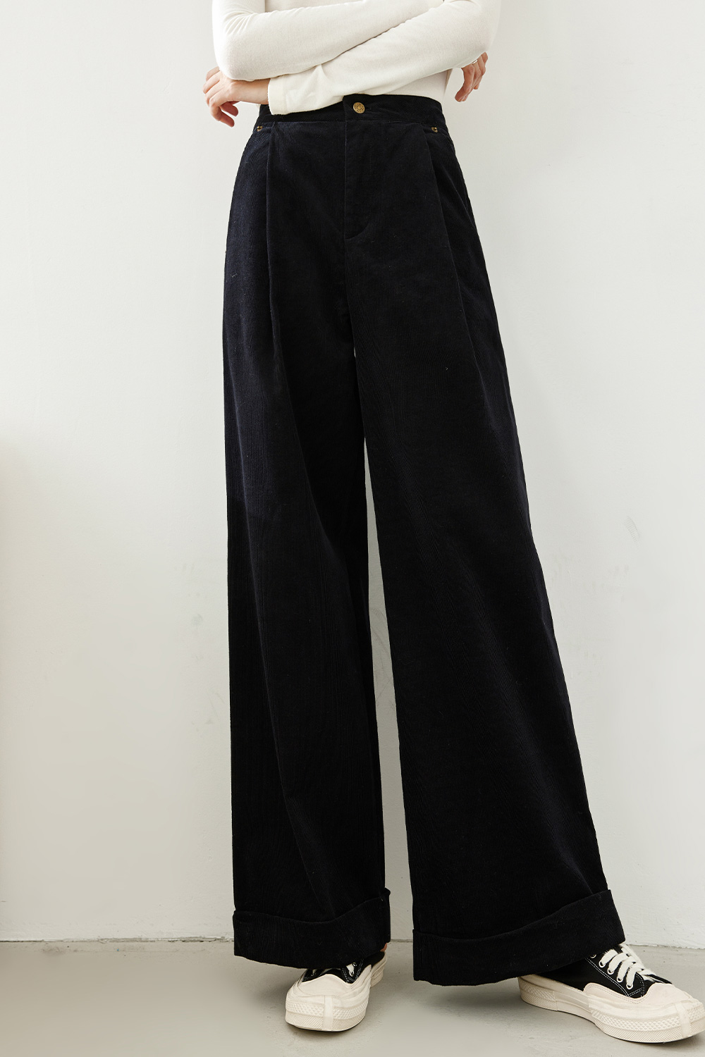 Corduroy wide-leg pants-VIMLYSTORE