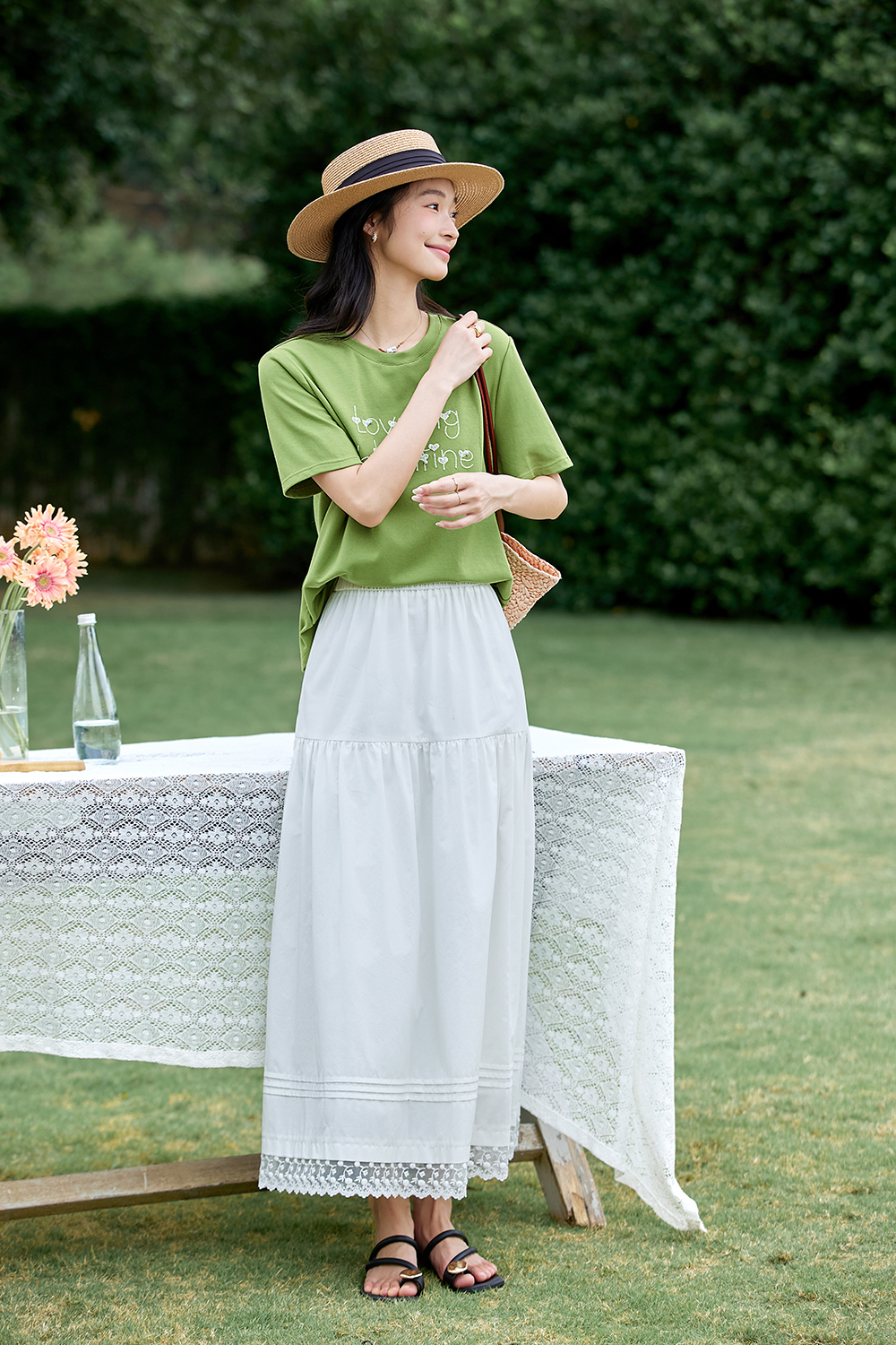 3D Letter Embroidery Short-Sleeve Tee-VIMLYSTORE