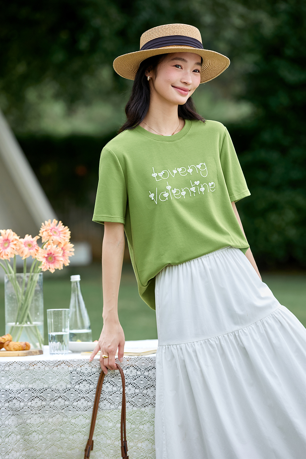 3D Letter Embroidery Short-Sleeve Tee-VIMLYSTORE