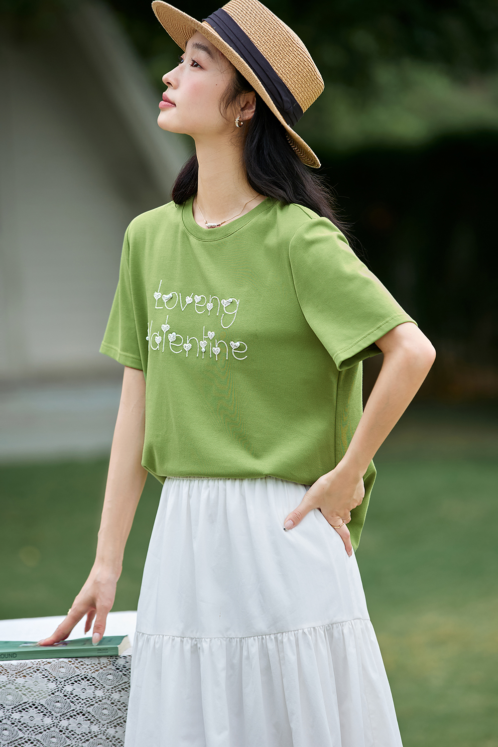 3D Letter Embroidery Short-Sleeve Tee-VIMLYSTORE