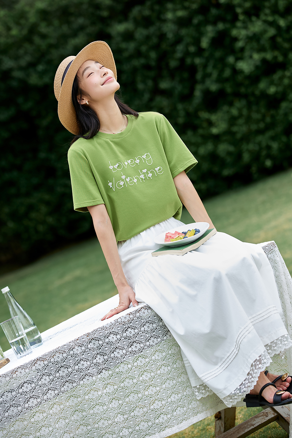 3D Letter Embroidery Short-Sleeve Tee-VIMLYSTORE