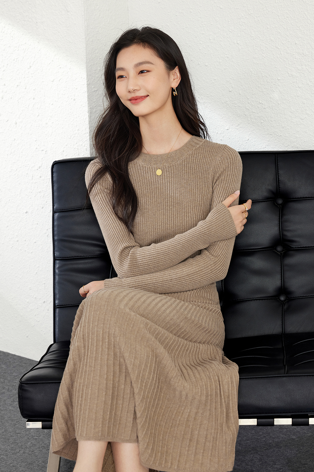 Wool blend knitted dress-VIMLYSTORE