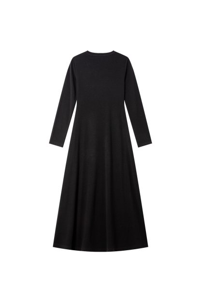 Round neck pullover Commuter Waist Slim dress-VIMLYSTORE