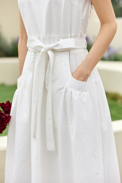 French Elegant V-neck Sleeveless Pleated Dress-VIMLYSTORE