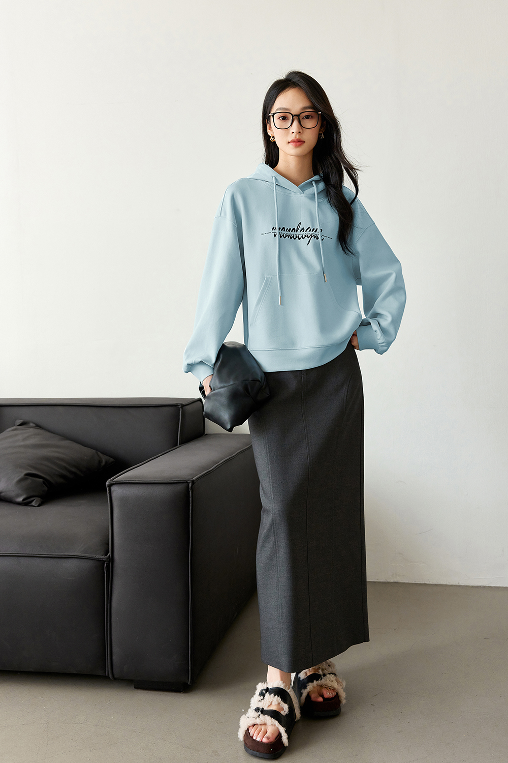 Letter American style hooded sweatshirt