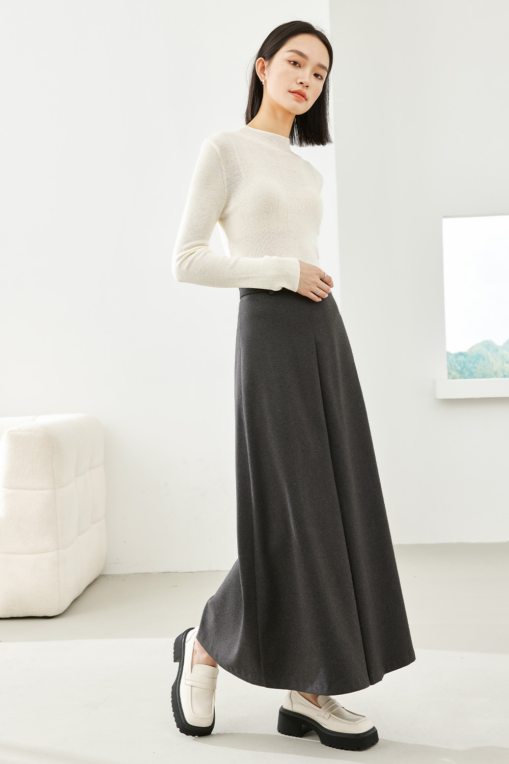 Waisted A-line Half-body Skirt