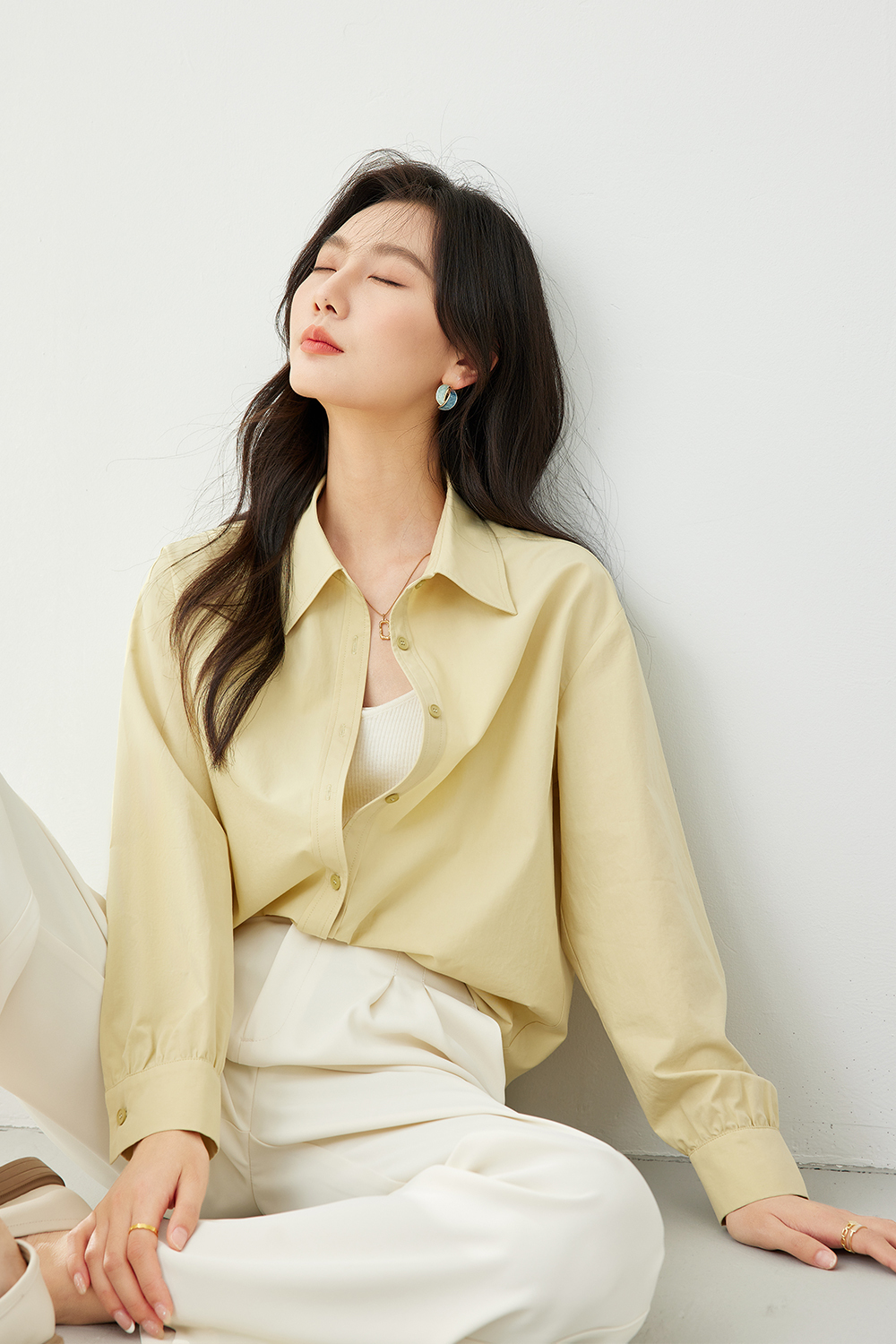 Temperament solid color shirt
