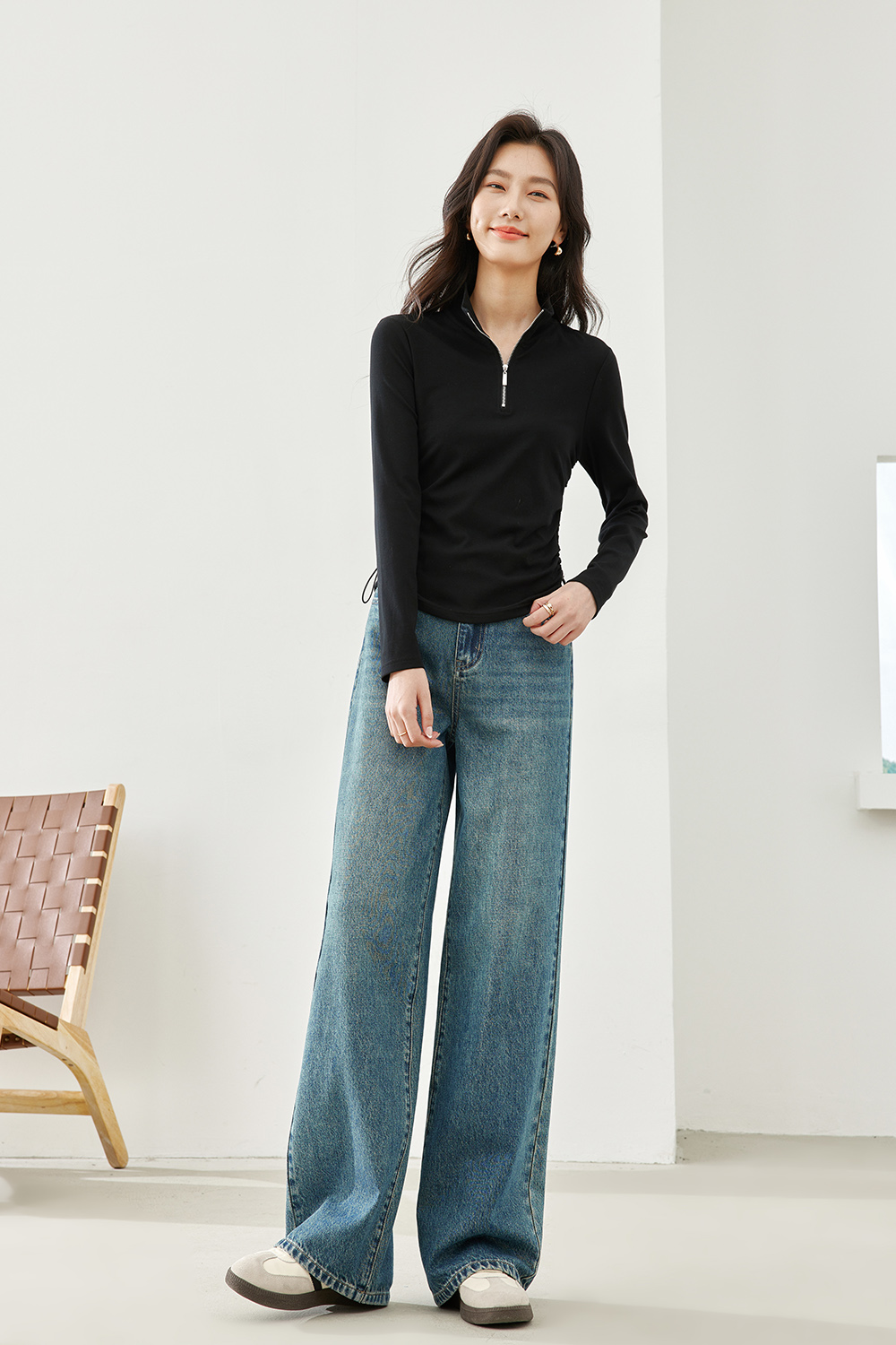 Casual Half-Zip T-Shirt