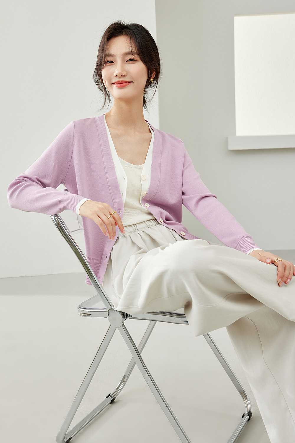 V-Neck Lazy Style Knitted Cardigan