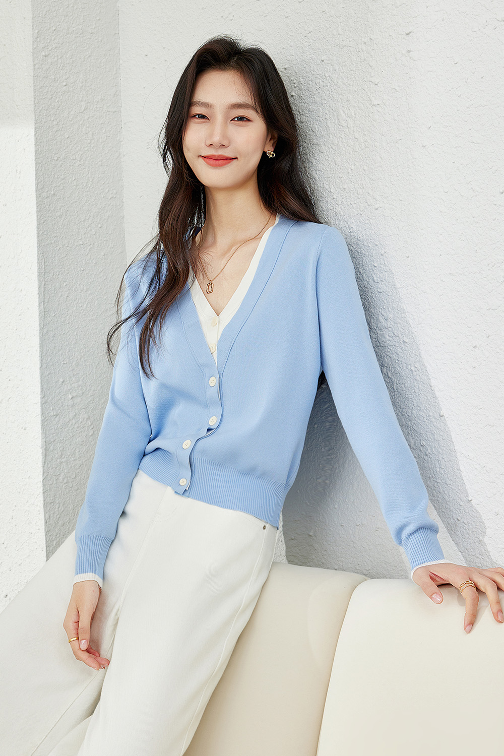 V-Neck Lazy Style Knitted Cardigan-VIMLYSTORE