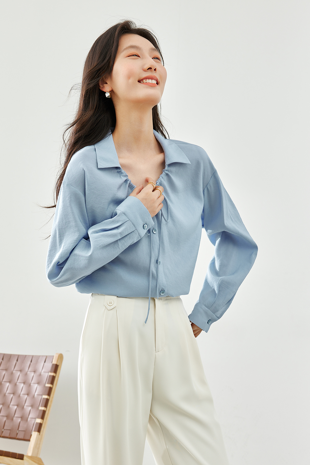 Tie-Neck Chiffon Shirt