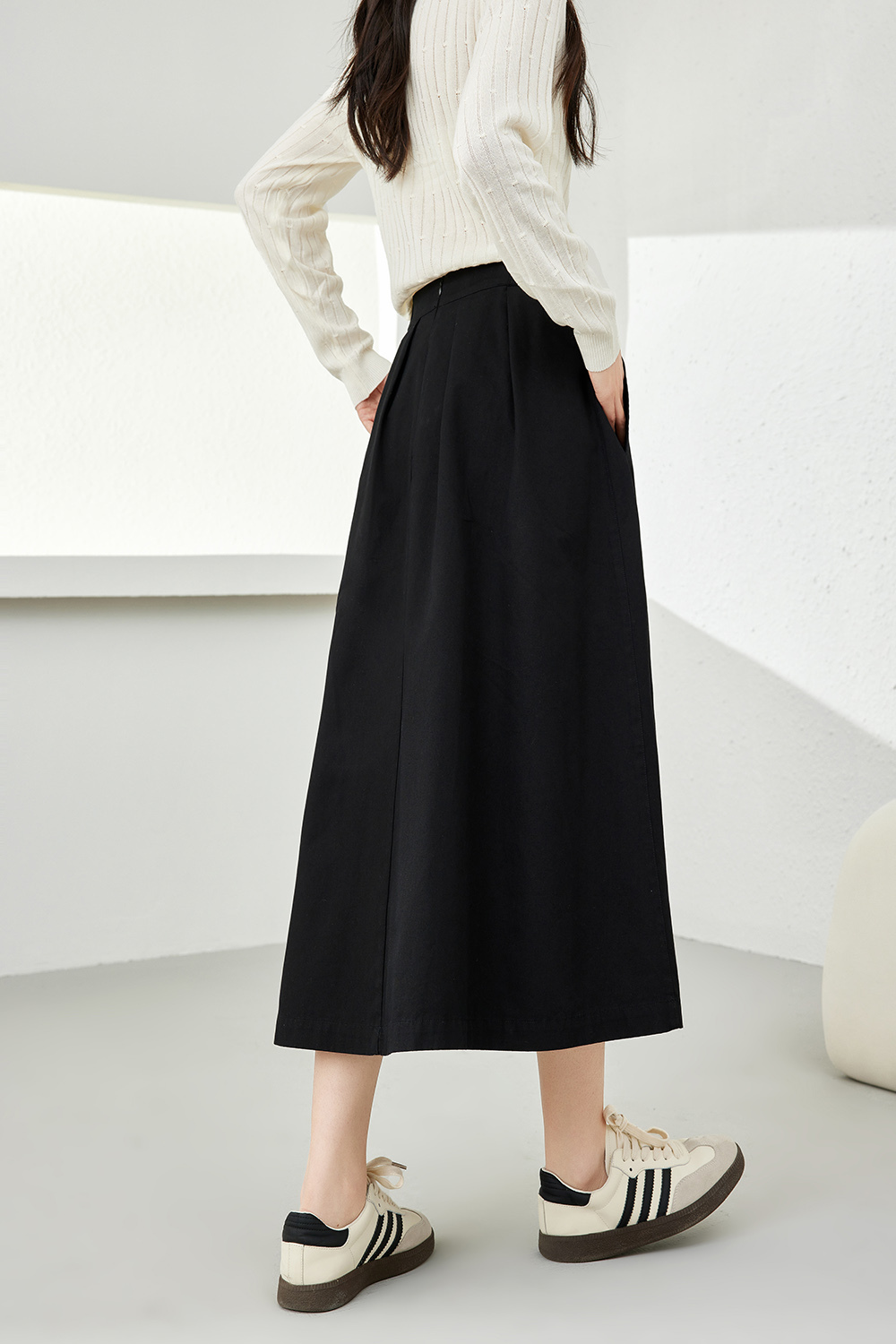 Casual pure cotton A-line skirt