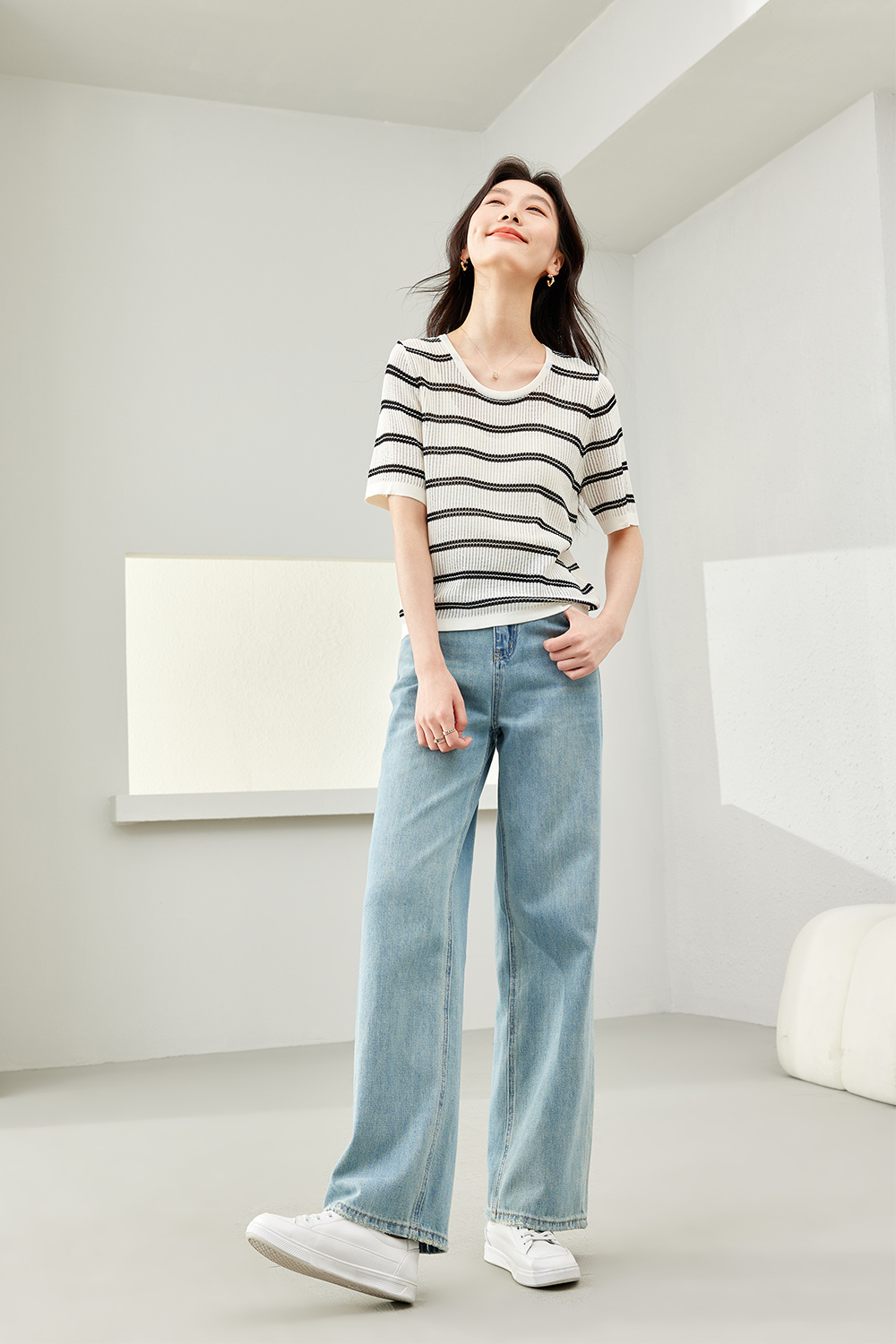 Drawstring Knitted Sweater-VIMLYSTORE