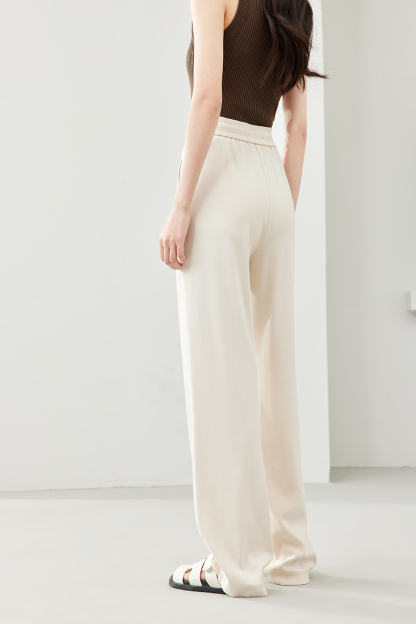 Solid Color Drawstring Wide Leg Pants