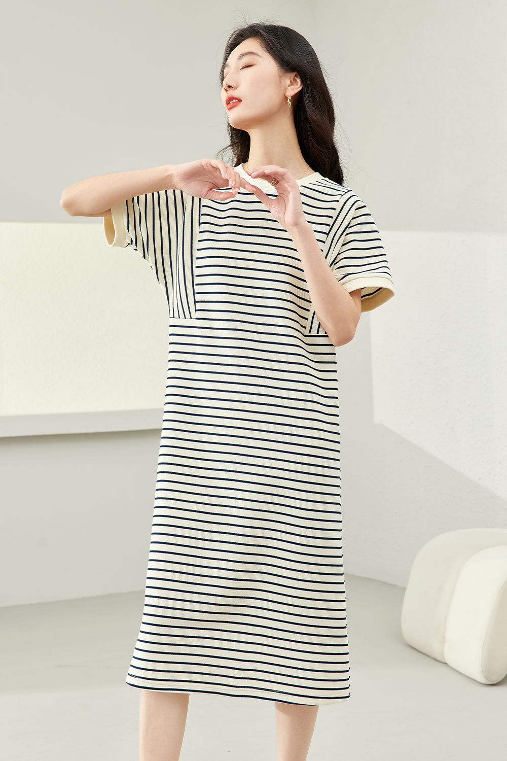 Commuter Striped Short Sleeve Dress