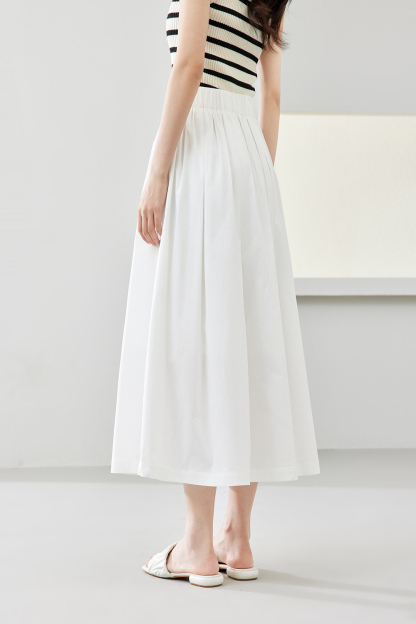 Literary Style Solid Color Umbrella Skirt