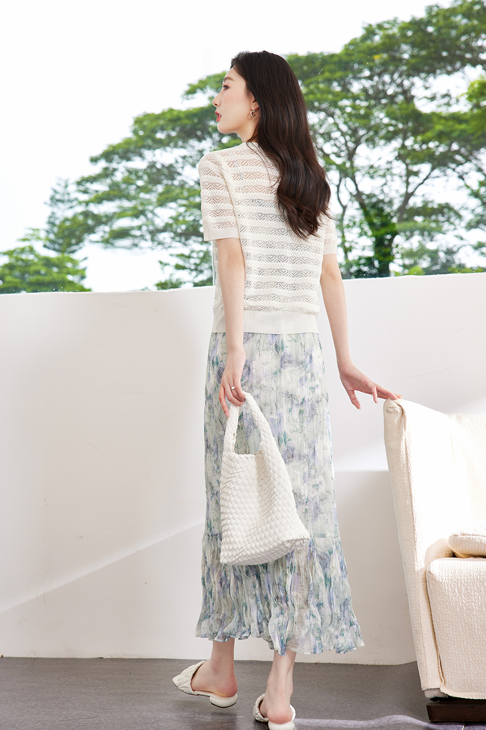 （暂无定价）Hollow Striped Knitted Cardigan