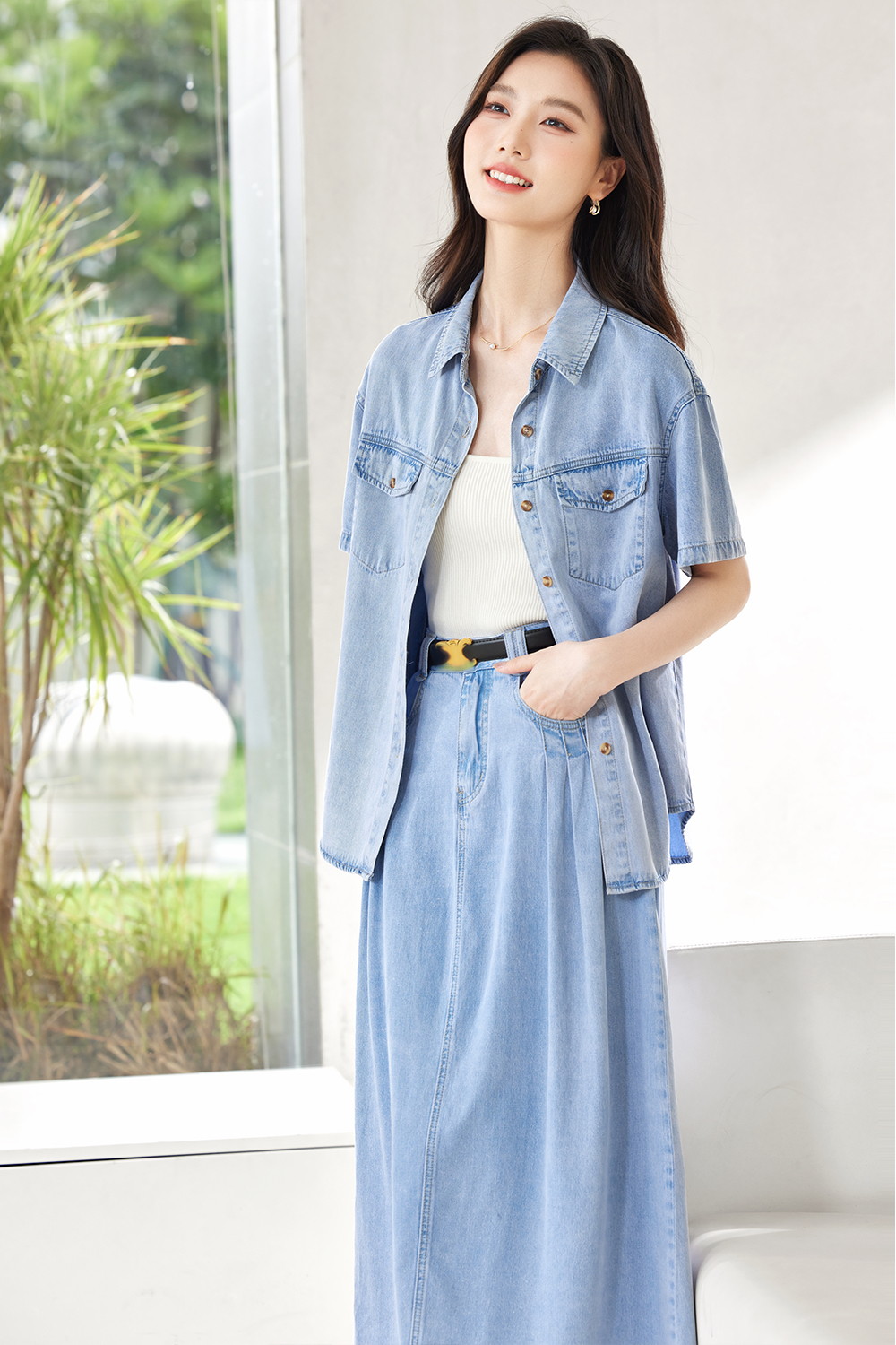 Washed Tencel Denim Suit-VIMLYSTORE