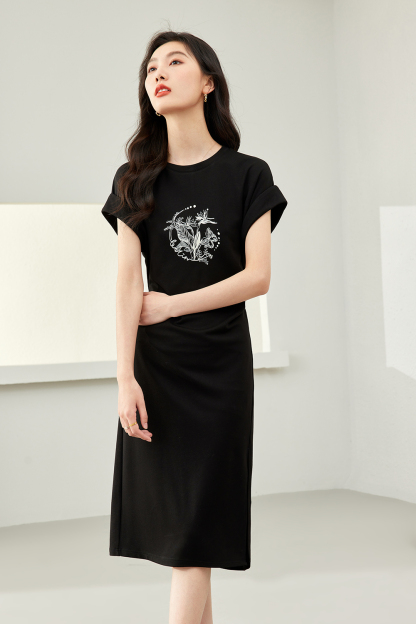 Printed Round Neck Dress