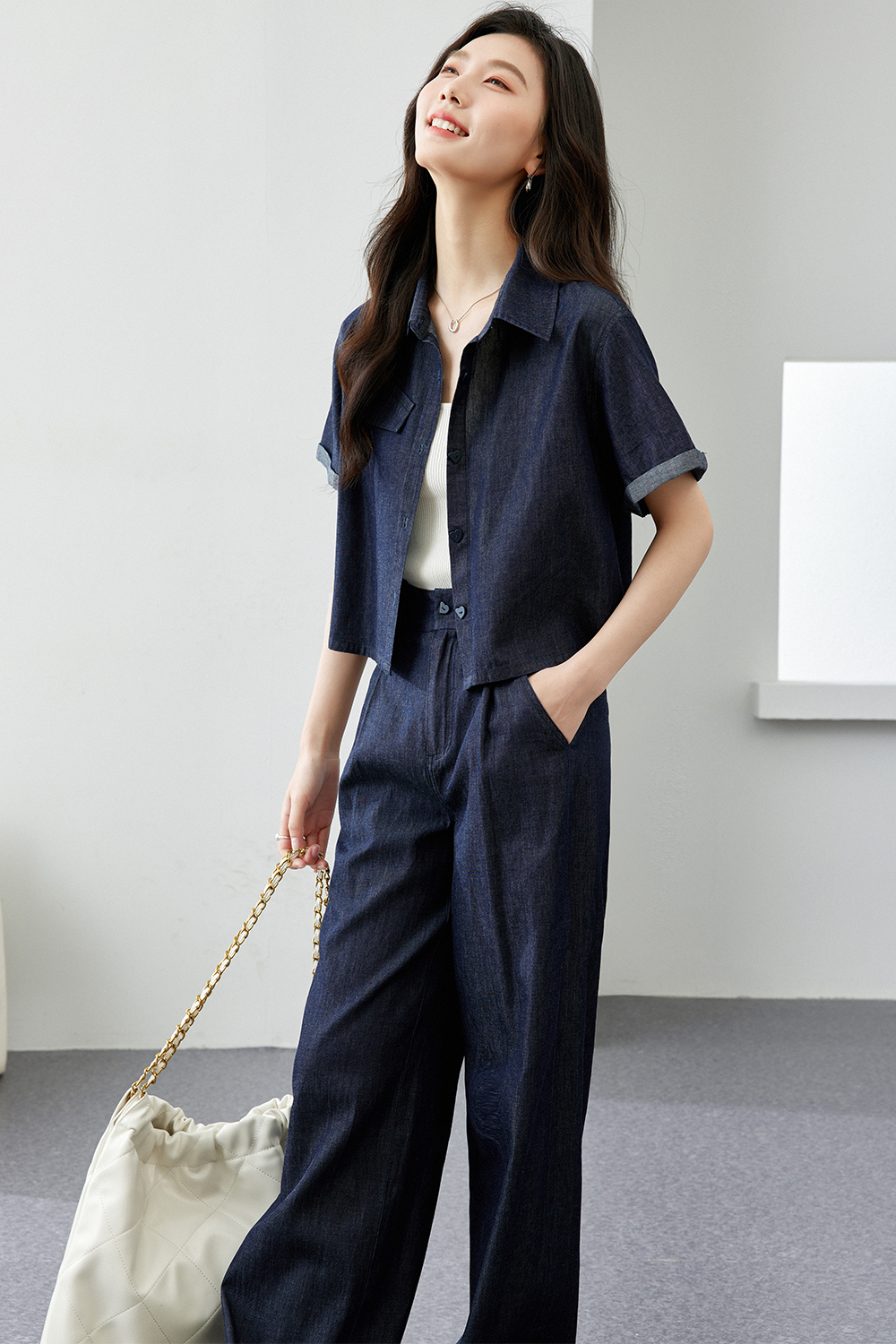 Pure Cotton Woven Denim Suit