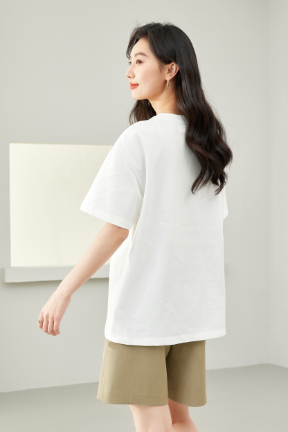 White Print Pure Cotton T-Shirt