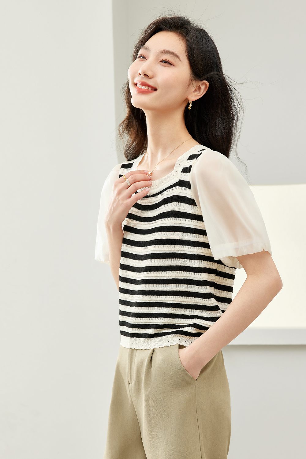 Fake Two-Piece Stitching Sweater