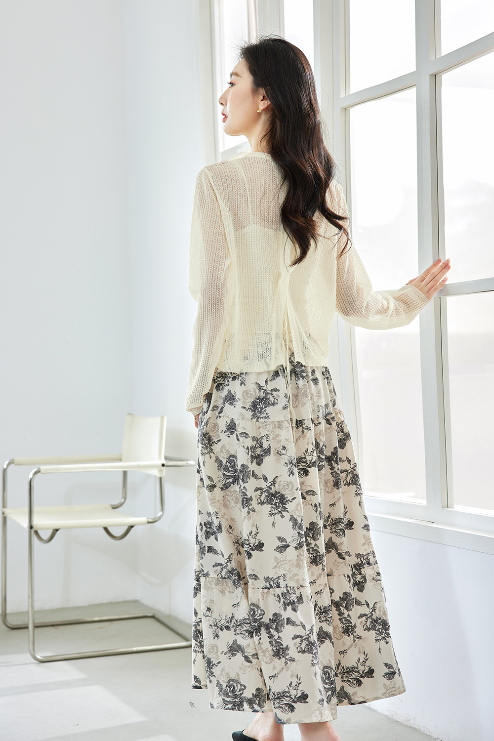 Elegant Casual Floral Skirt Suit