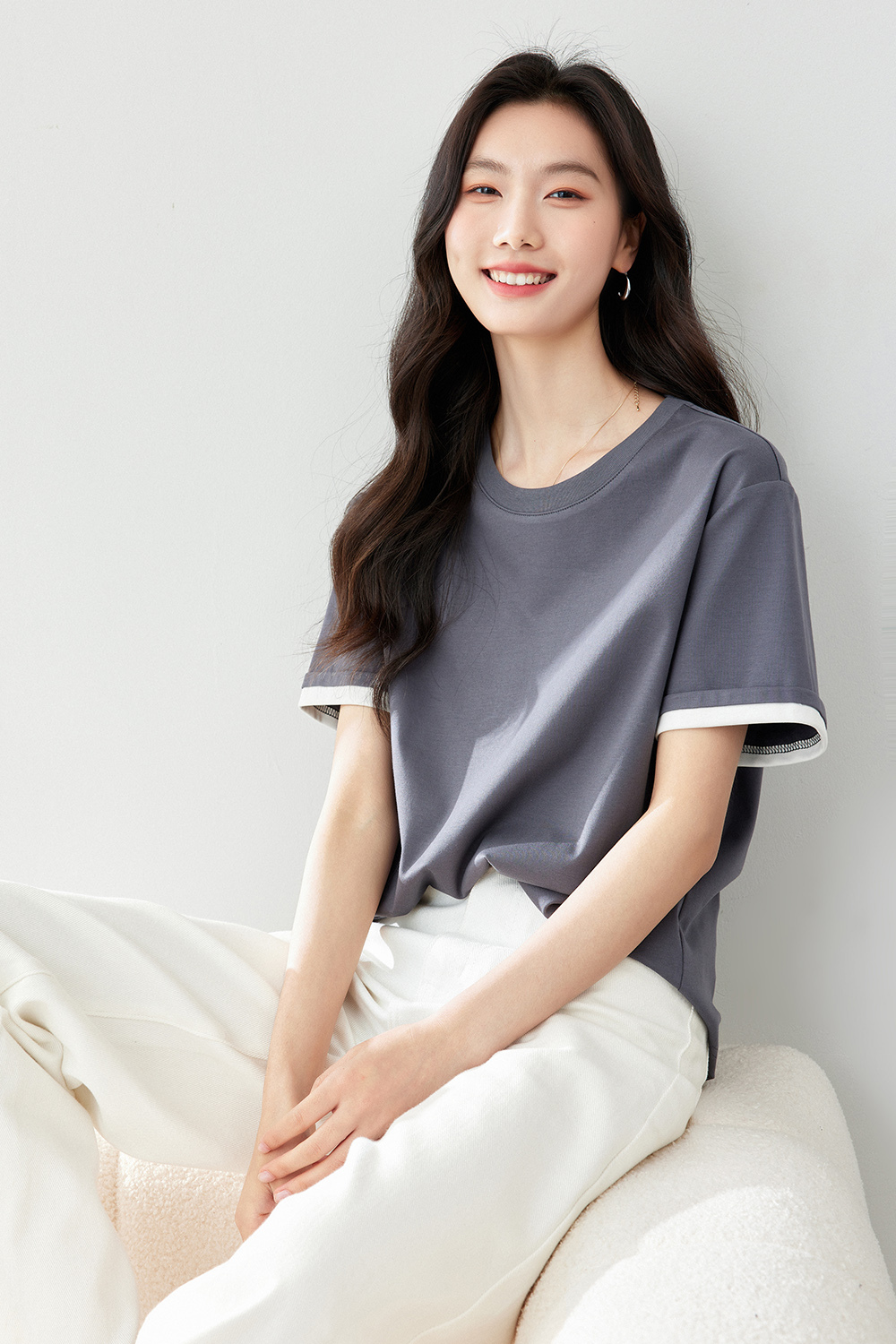 Light Luxury Mercerized Contrast Color T-Shirt