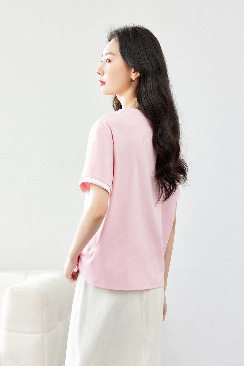 Light Luxury Mercerized Contrast Color T-Shirt