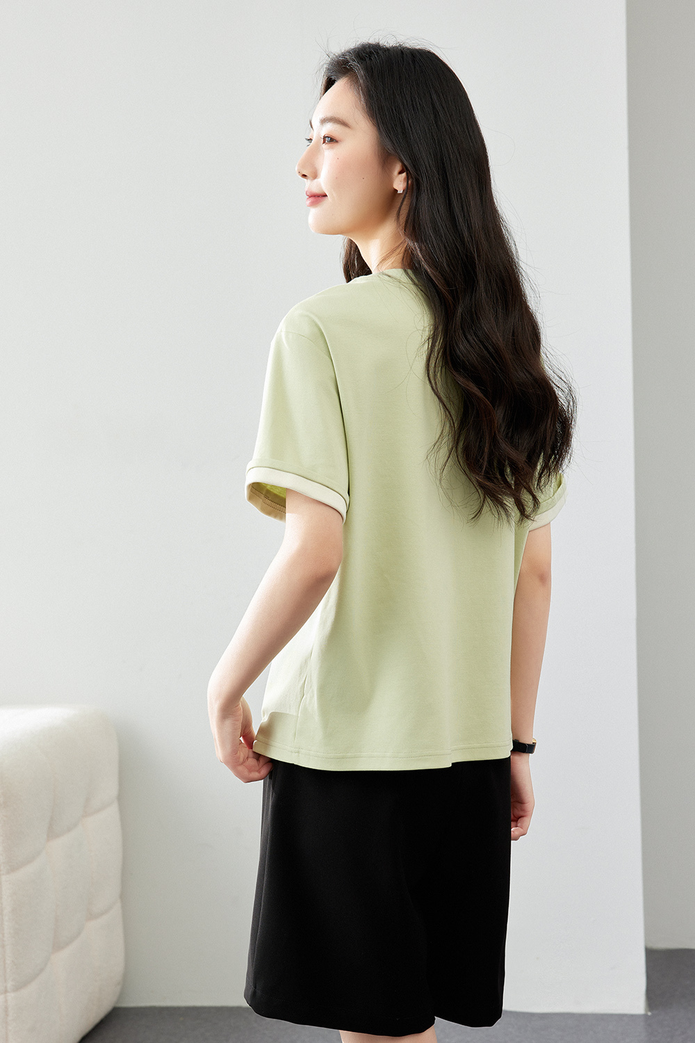 Light Luxury Mercerized Contrast Color T-Shirt