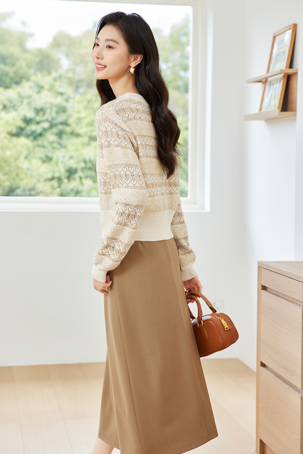 Striped Gentle Style Knitted Cardigan