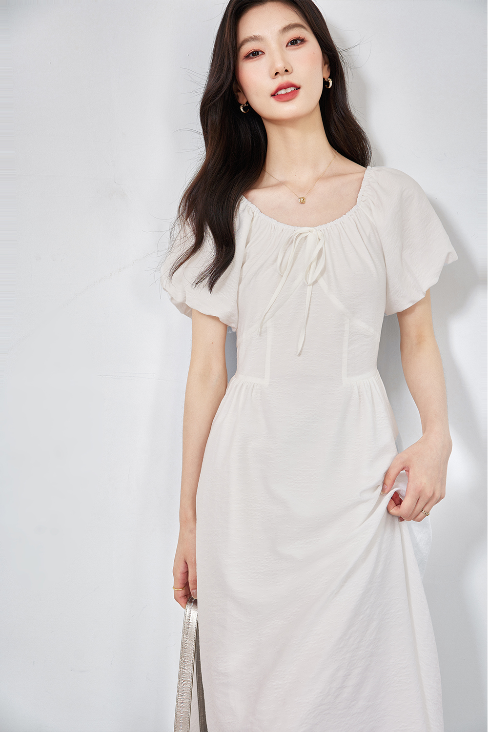 French Temperament Elegant Little White Dress